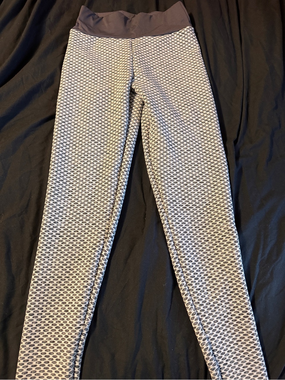 Textured Grey High-Waist Leggings